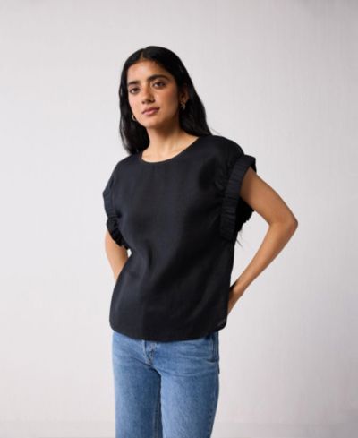 Reistor Women's Hemp Top with Gathered Sleeve