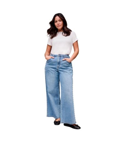 Джинсы Avenue Women's Plus Size Studded Wide Leg
