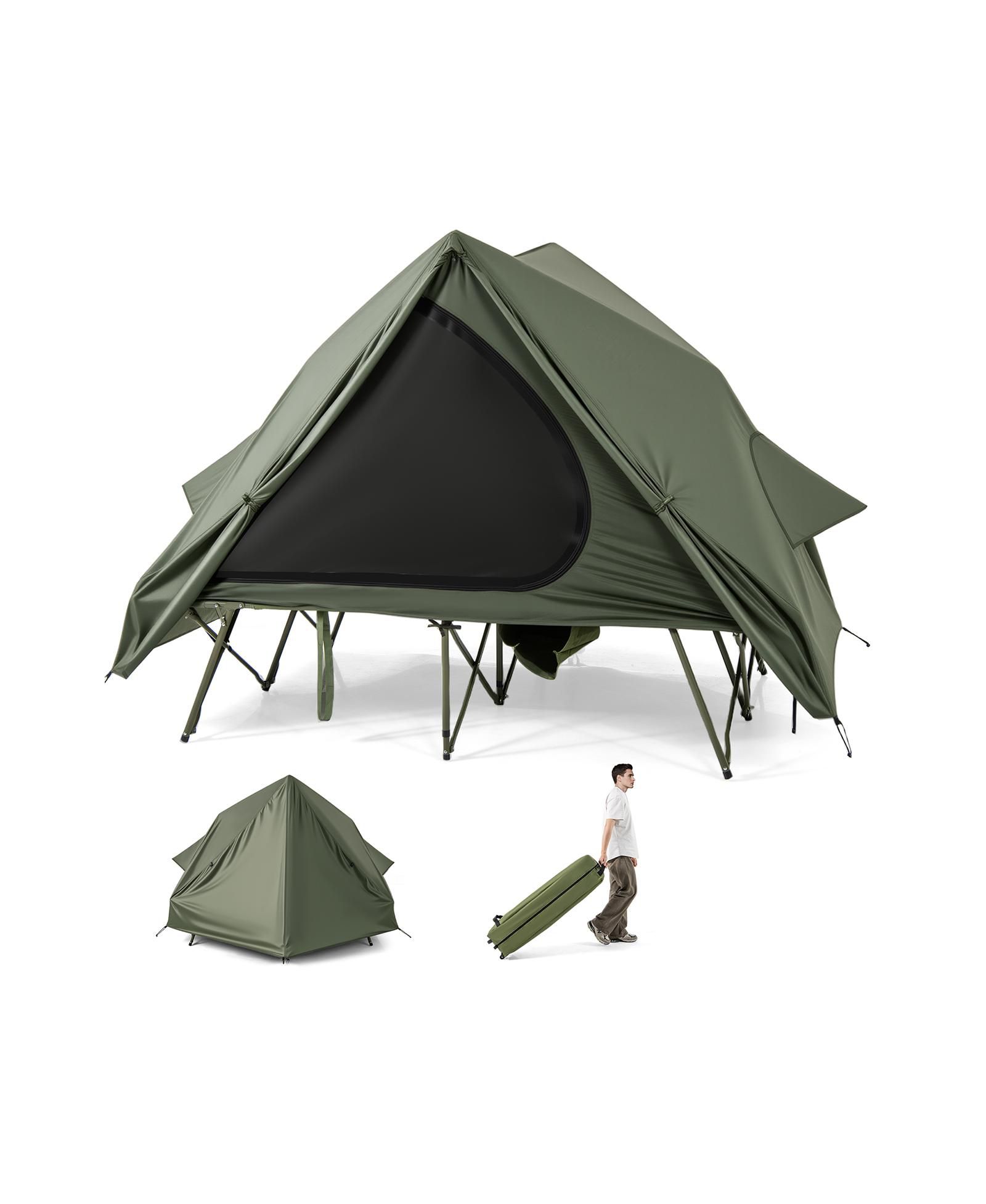 SUGIFT Foldable Two Person Camping Cot Tent with Wheeled Carry Bag