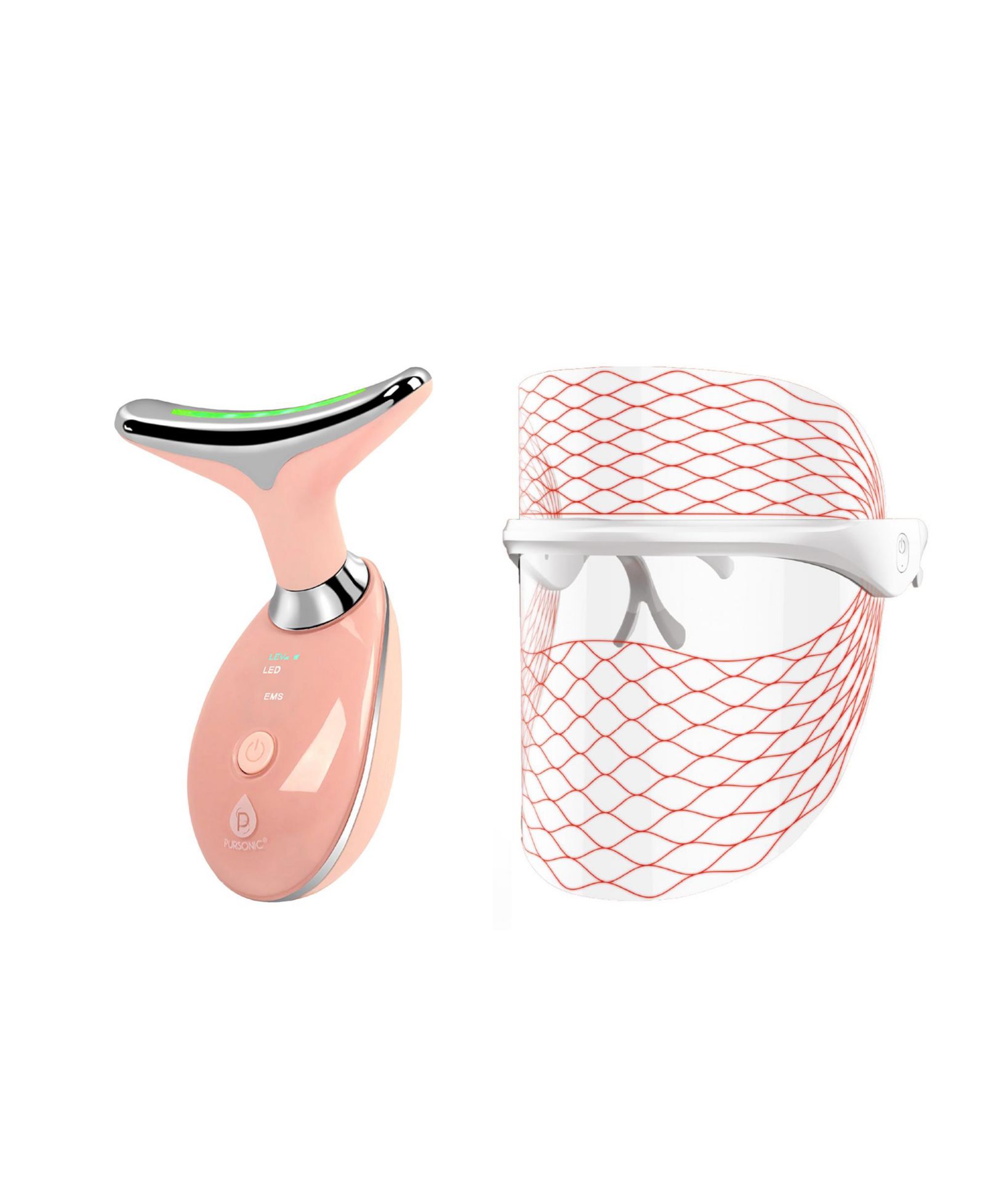 PURSONIC Advanced Anti-Aging & Sculpting Skincare Set - 7-in-1 LED Light Therapy Face Mask & Sculpting Wand