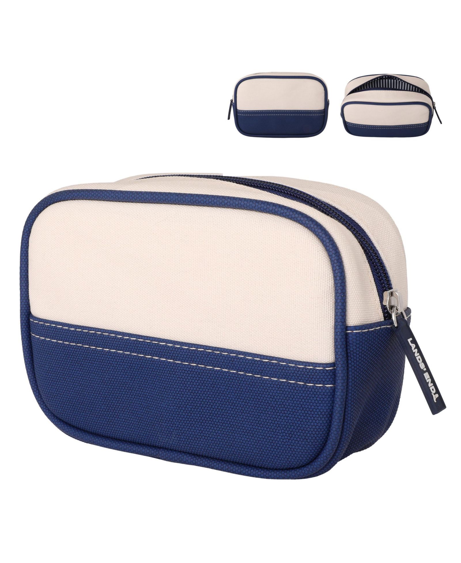 Дорожный несессер Lands' End Medium Rectangular Dopp Kit Striped Canvas Toiletry Bag
