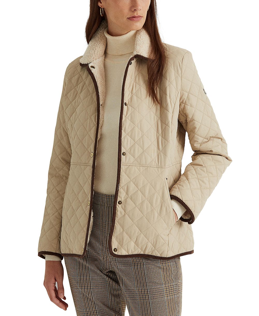 Lauren Ralph Lauren Женское стеганое пальто с воротником из искусственного меха Sherpa