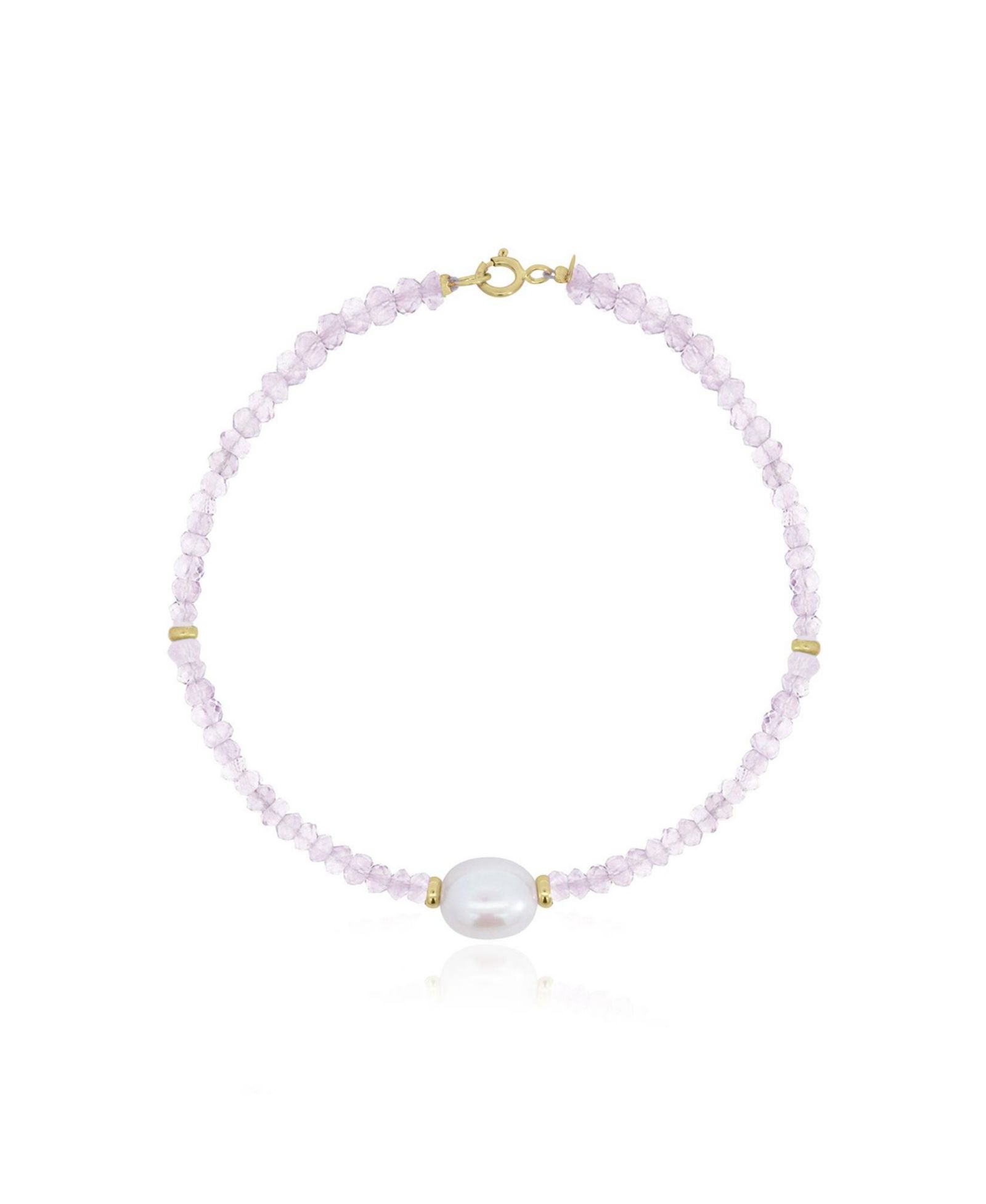 The Lovery Rose Quartz Bead Pearl Bracelet 14K Gold