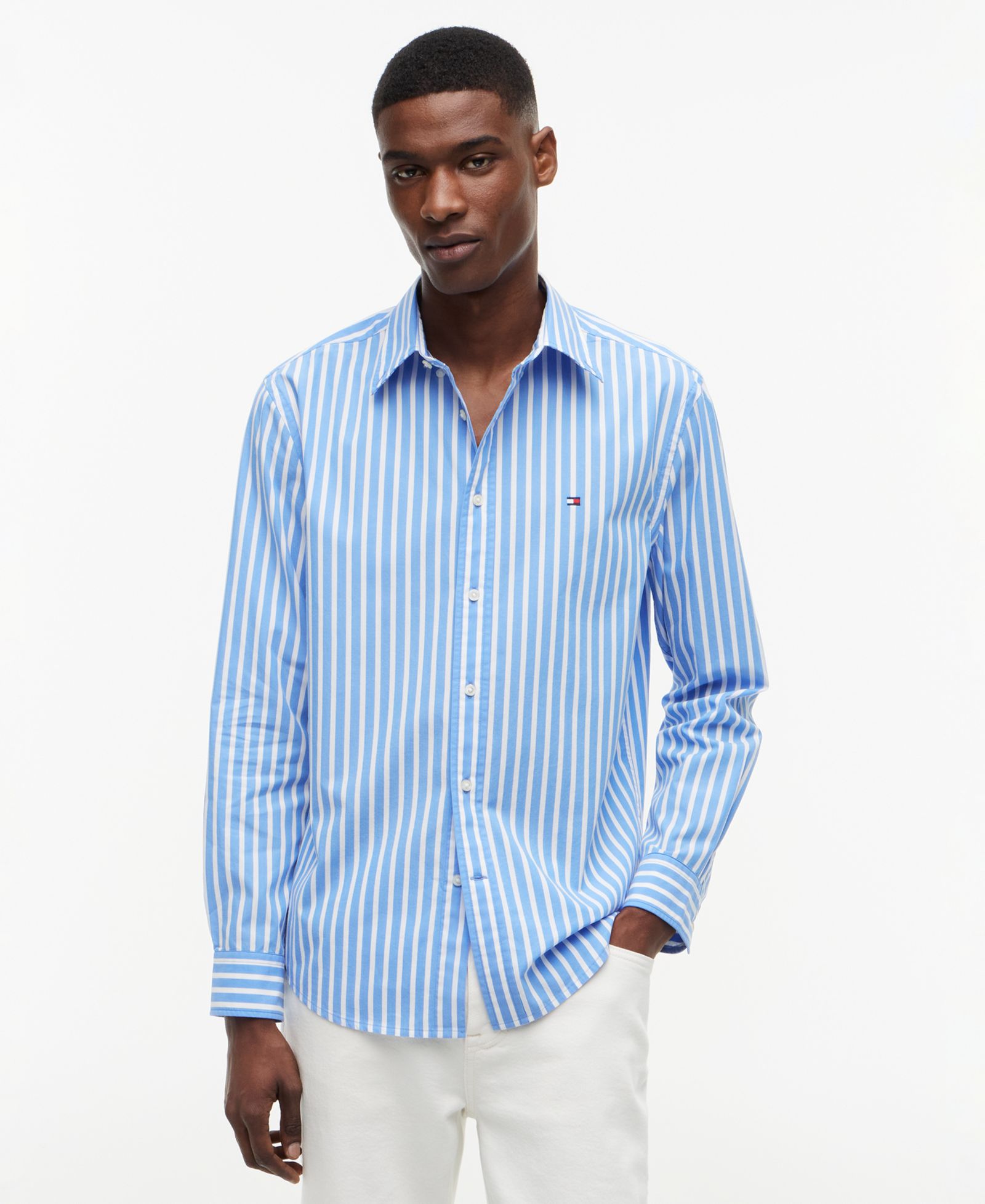 Tommy Hilfiger Regular-Fit Men's Flex Poplin Stripe Shirt