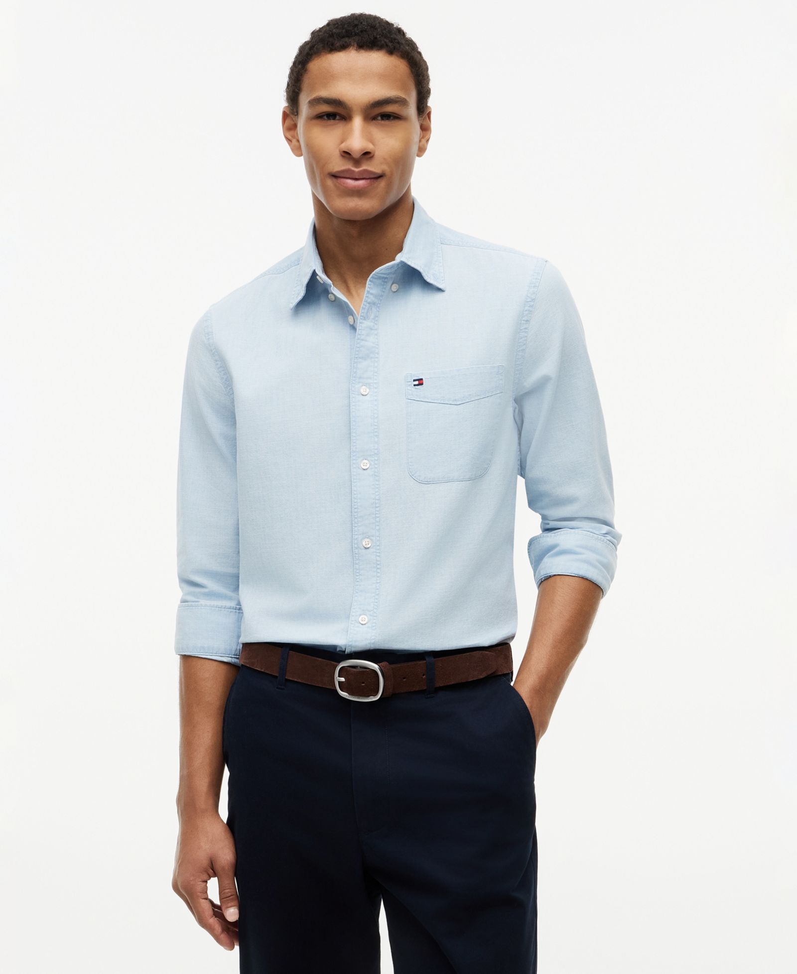 Tommy Hilfiger Men's Regular-Fit Chambray Solid Shirt