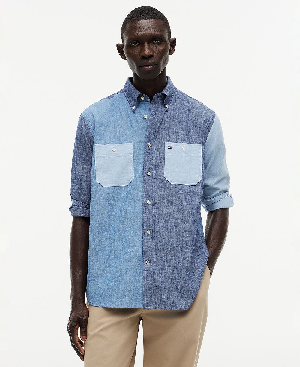 Мужская рубашка Tommy Hilfiger Chambray Blocking Long-Sleeve