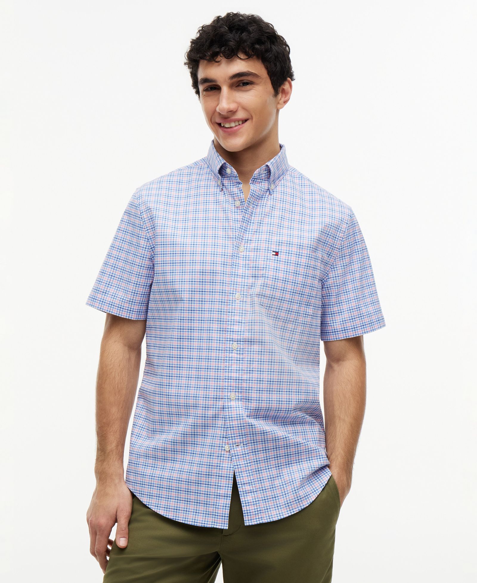 Tommy Hilfiger Мужской Oxford Multi-Gingham Short-Sleeve Shirt