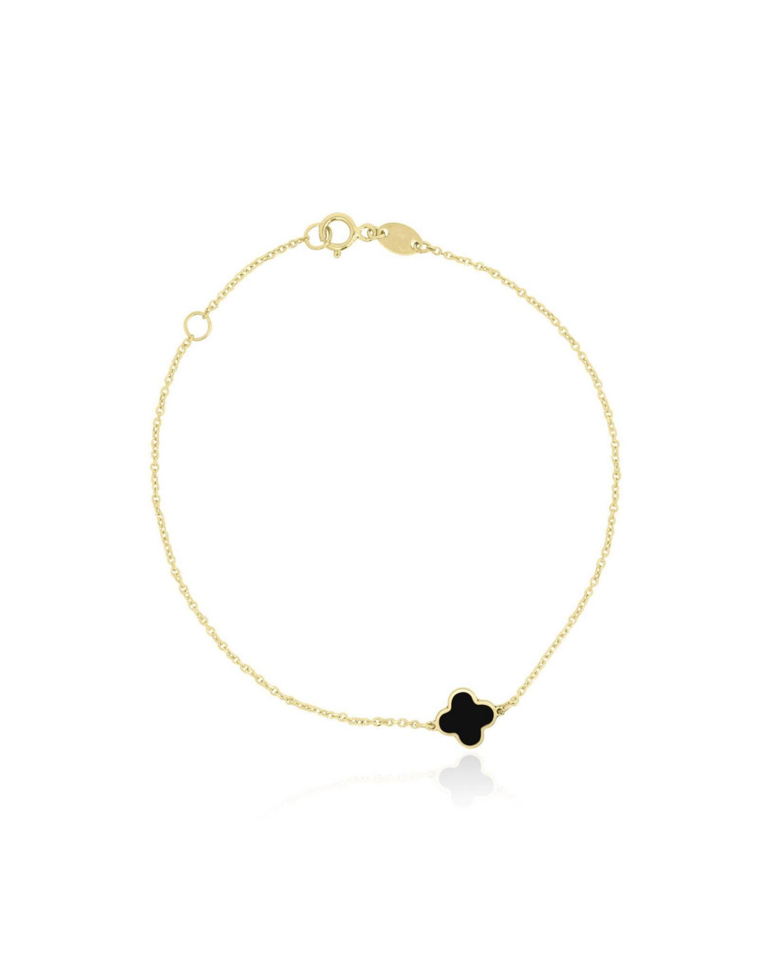 Браслет The Lovery Mini Onyx Single Clover 14K Gold