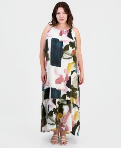 Sandra Darren Plus Size Printed Sleeveless Shift Dress