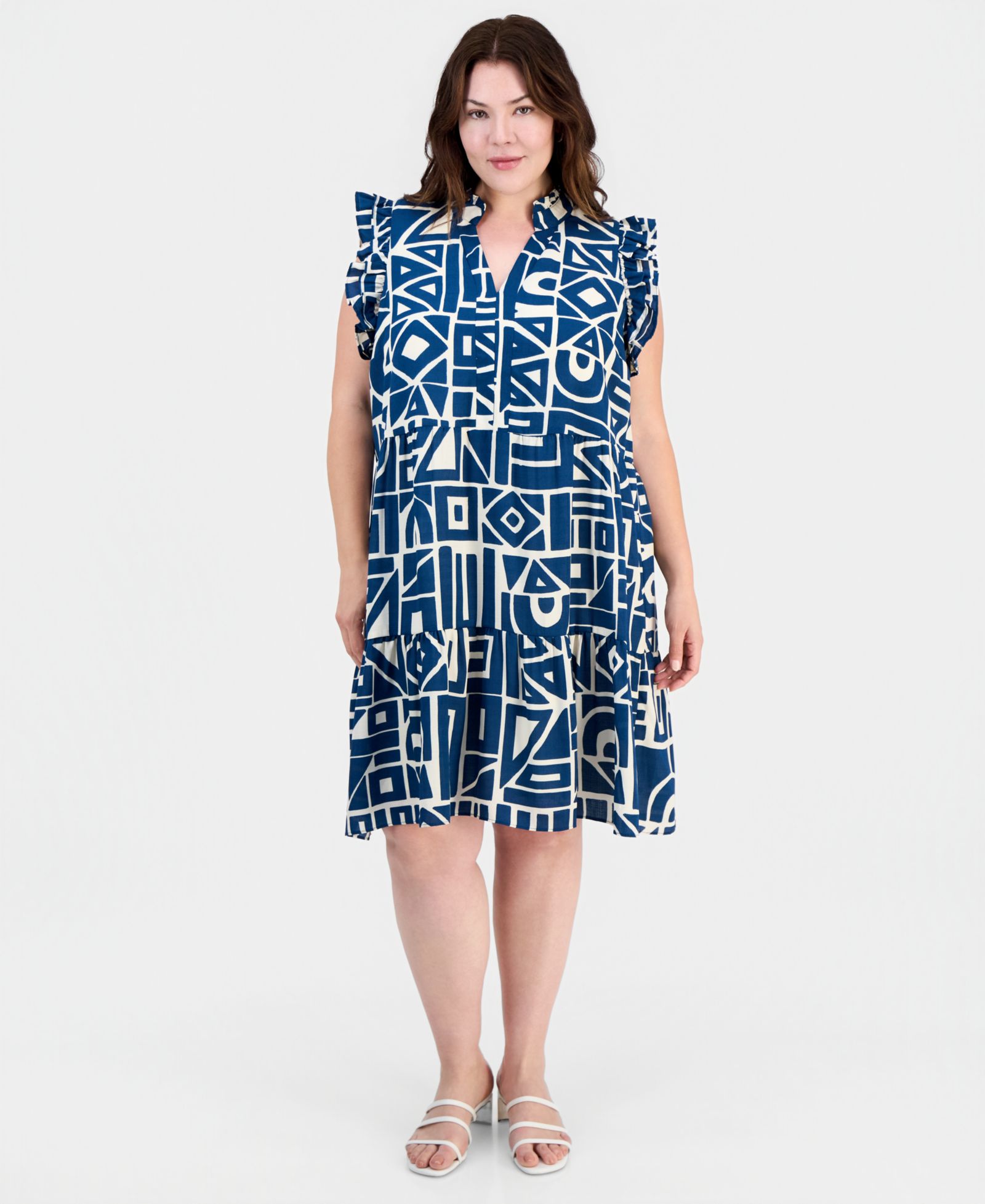 Sandra Darren Plus Size Ruffled Tiered Shift Dress