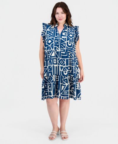 Sandra Darren Plus Size Ruffled Tiered Shift Dress