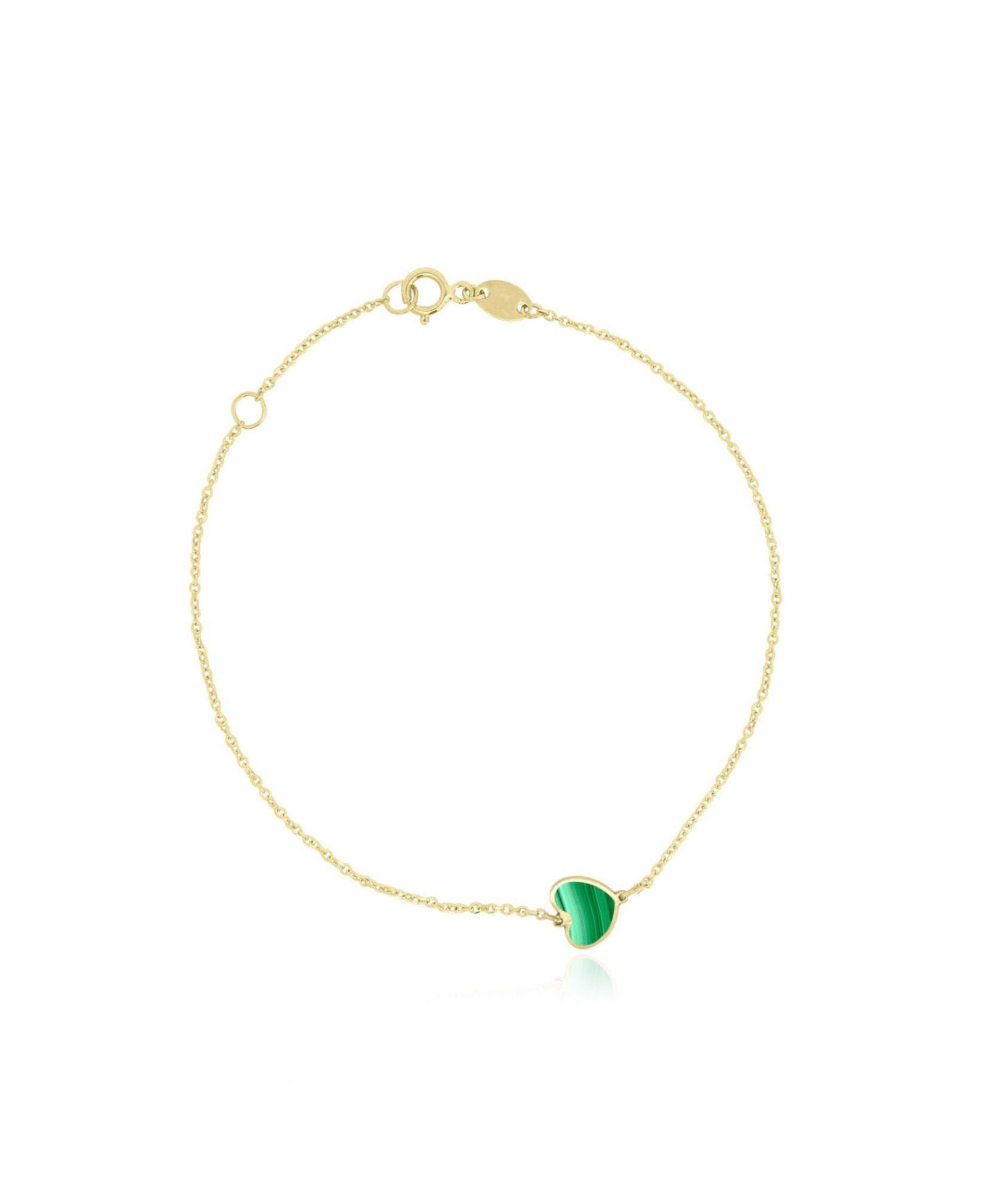 Браслет The Lovery Mini Malachite Single Heart, 14K Gold