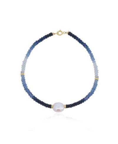 The Lovery Blue Ombre Bead Pearl Bracelet 14K Gold
