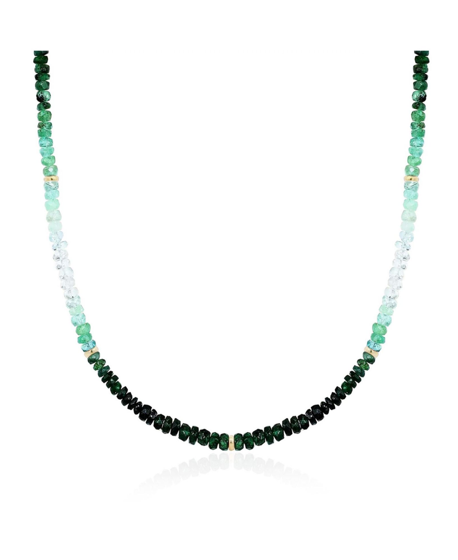 The Lovery Ожерелье Emerald Ombre с бусинами 14K Yellow Gold