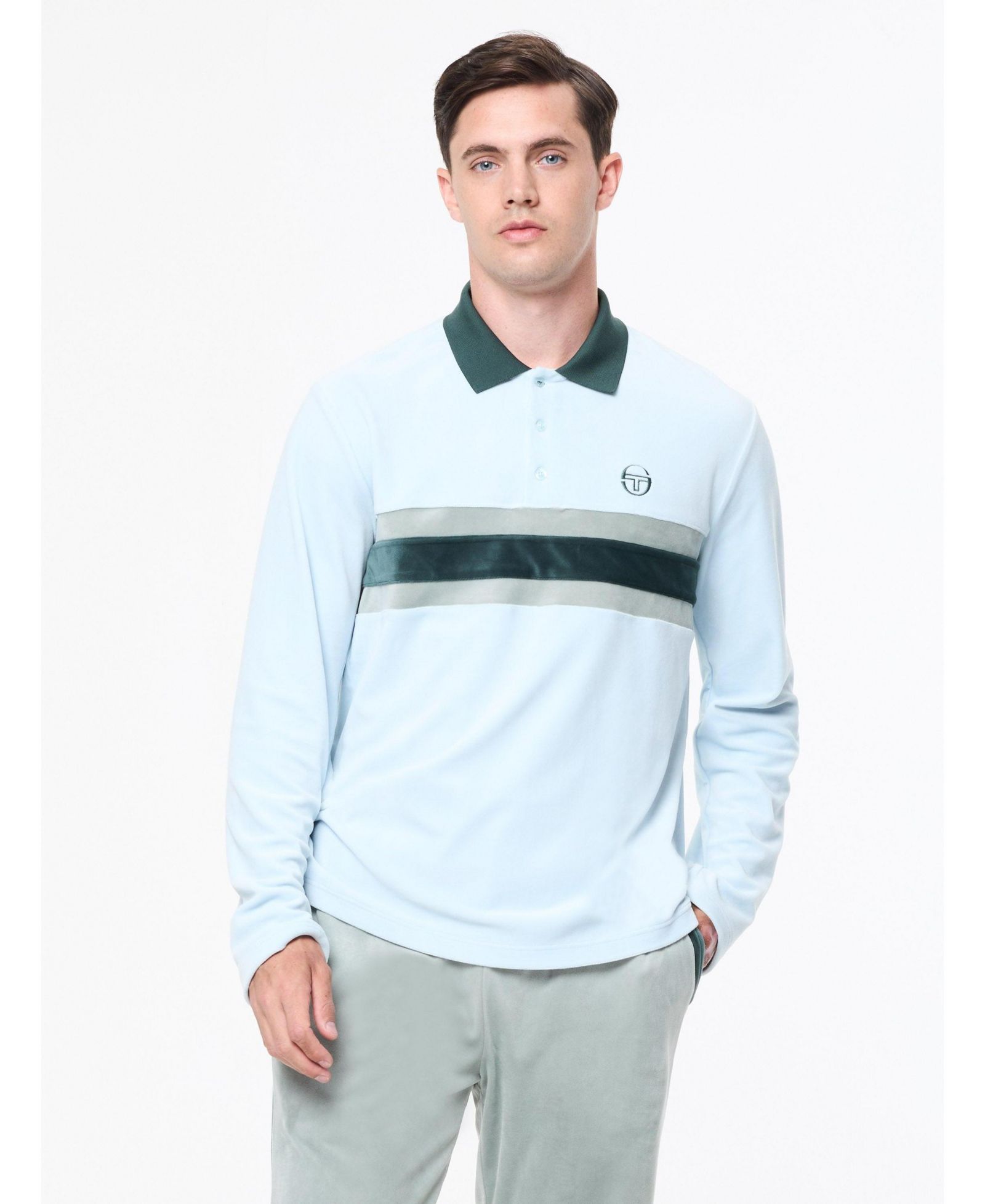 Sergio Tacchini Мужская велюровая рубашка-поло Banda