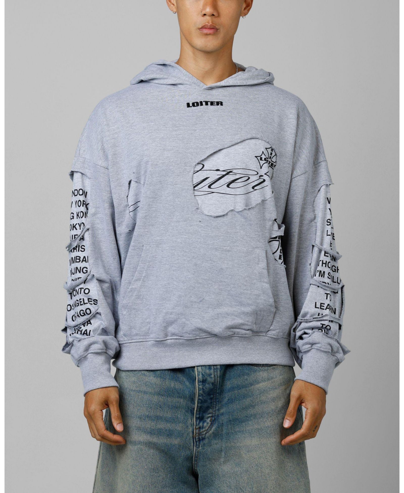 Loiter Men's Destruction Hoodie - Grey M