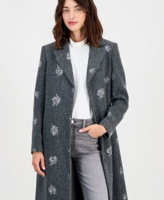 CeCe женское длинное пальто из блестящей ткани букле, однобортное, petite