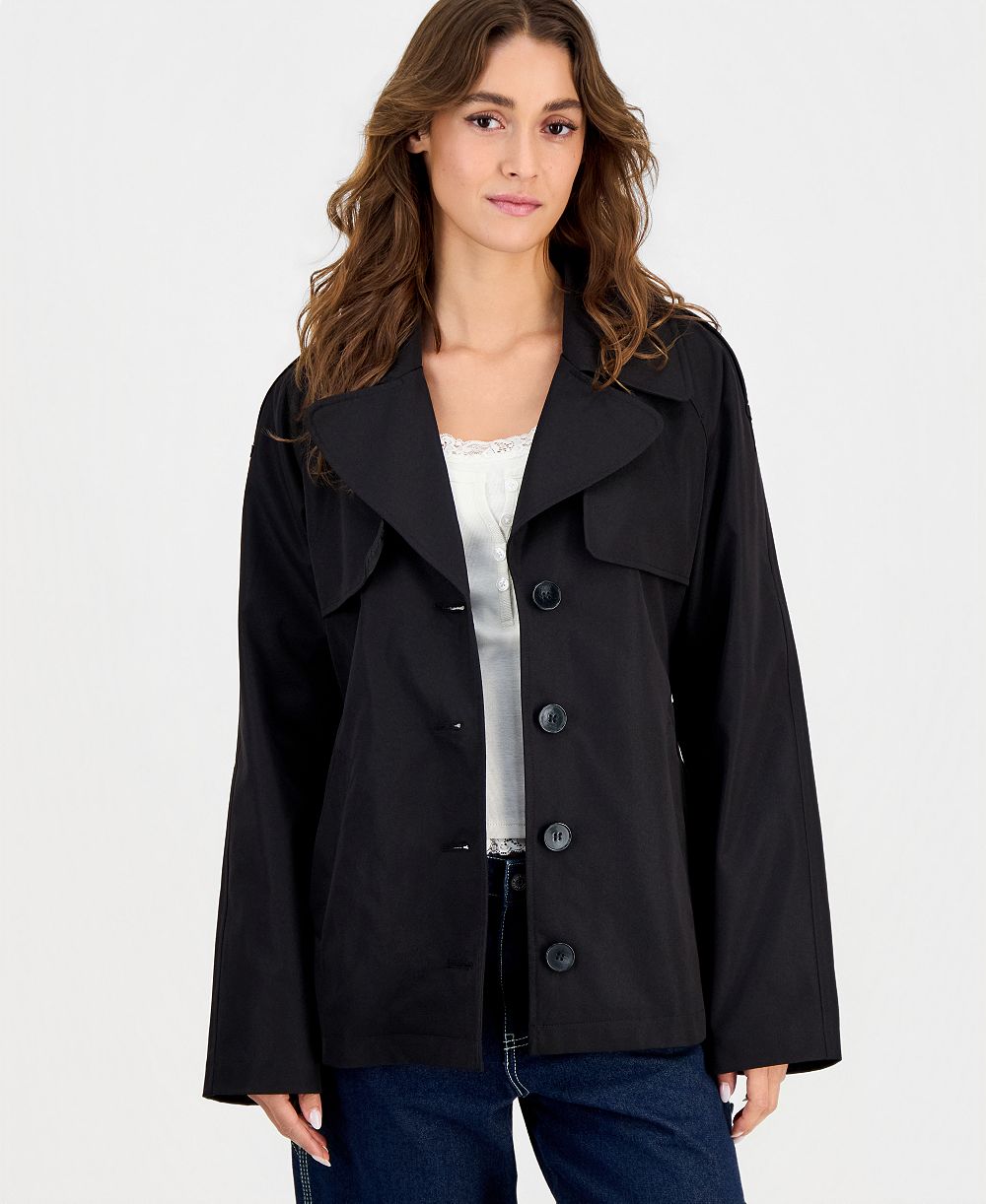 Maralyn & Me Juniors' Cropped Trench Coat, Macy's Exclusive