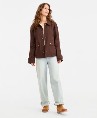 Maralyn & Me Juniors' Contrast-Collar Snap-Front Barn Jacket, Macy's Exclusive