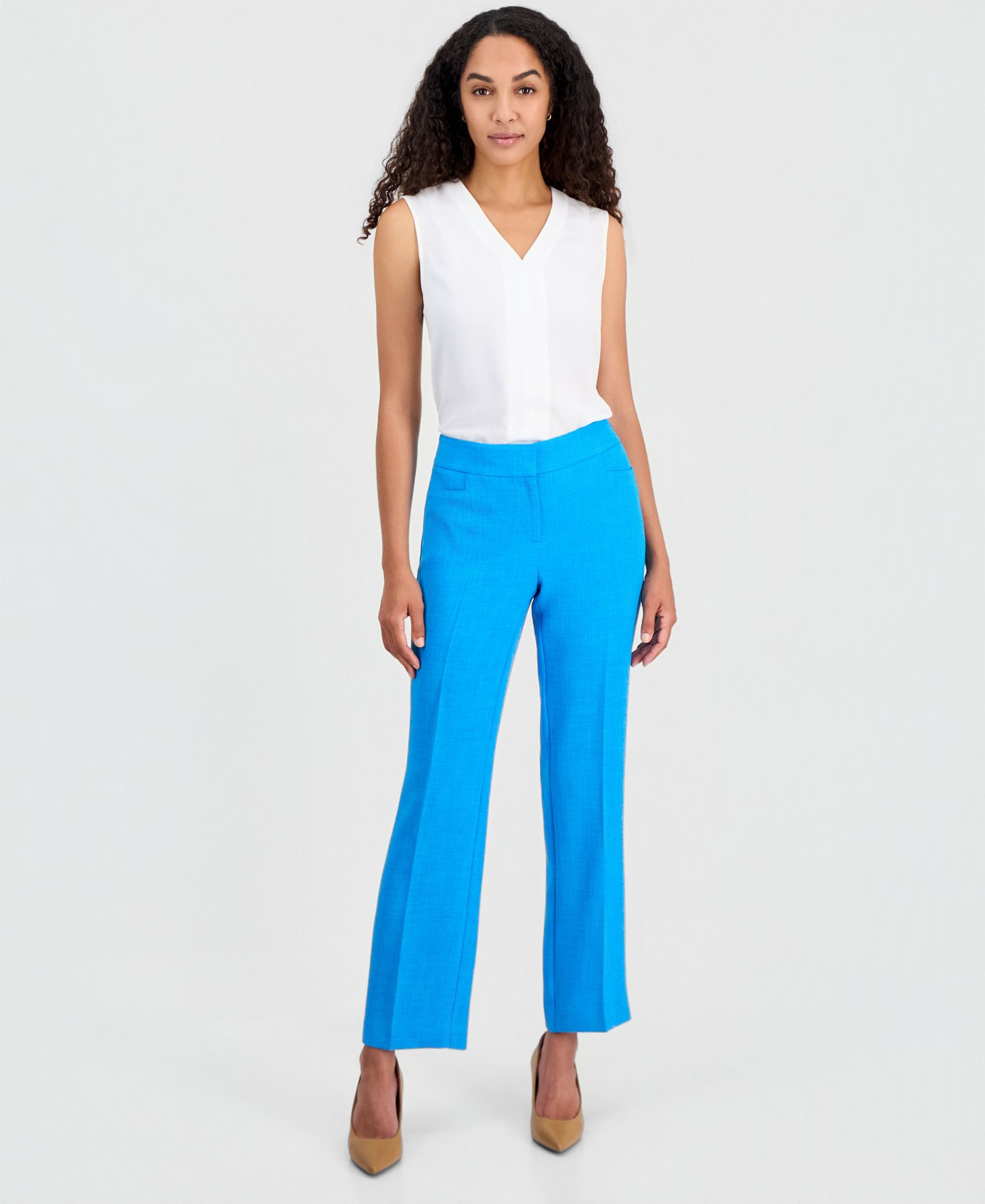 Kasper Women's Textured High-Rise Straight-Leg Trousers, Regular & Petite