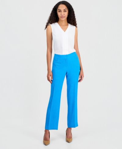 Kasper Women's Textured High-Rise Straight-Leg Trousers, Regular & Petite