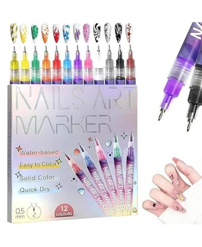 YOBTOP ручки для дизайна ногтей JDiction DIY Nail Art Pens (12 цветов) с тонким наконечником 0.5mm