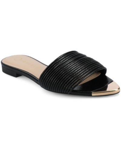 Journee Collection Женский Feather Pointed Toe Slide Flat Sandals