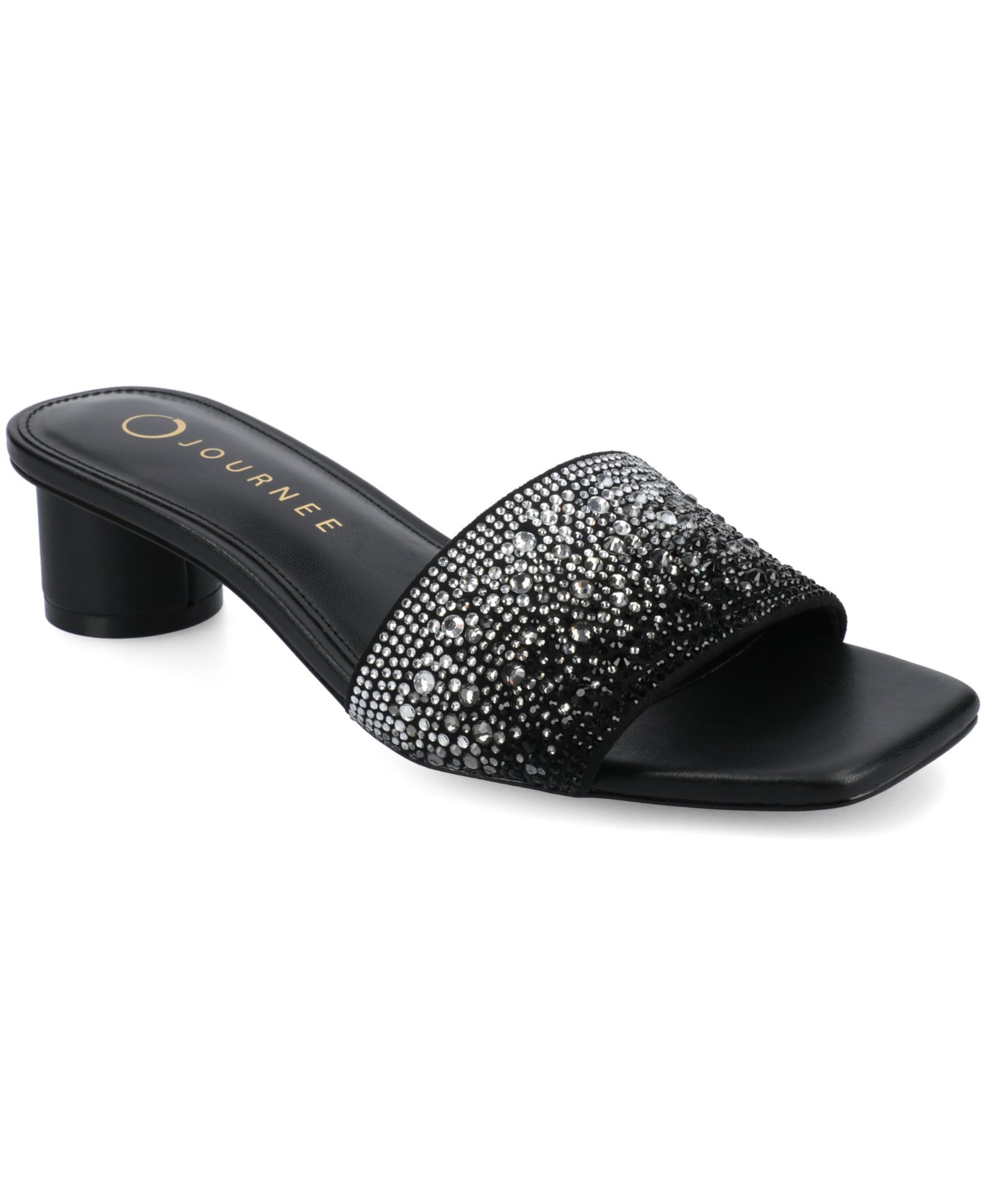 Journee Collection Women's Flora Embellished Block Heel Slide Dress Sandals