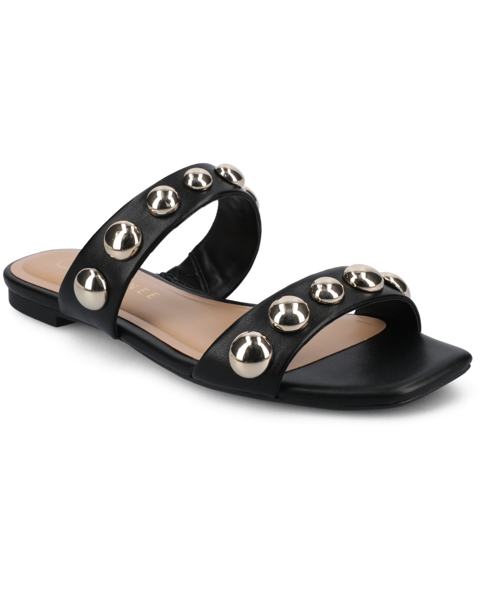 Journee Collection Women's Frida Studded Slide Flat Sandals