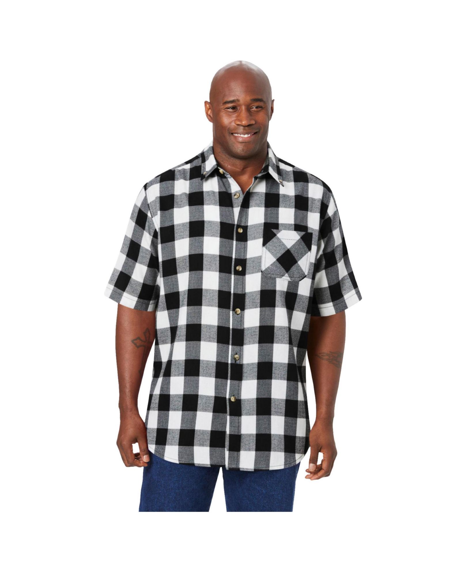 KingSize Men's Short Sleeve Flannel Shirt