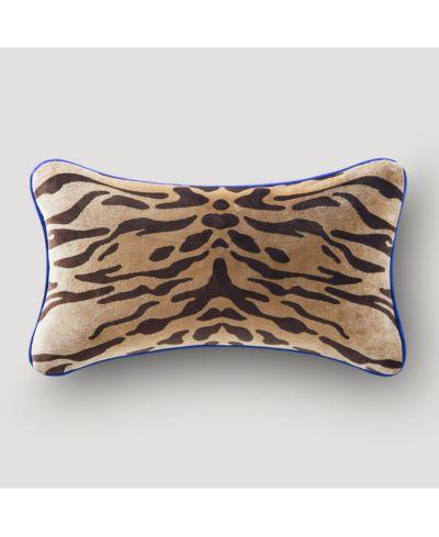 Bronze Tiger поясничная подушка 12" X 20" - синяя окантовка