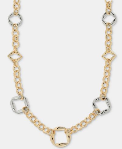 KARL LAGERFELD PARIS Puffy Geometric Link Collar Necklace, 16" + 3" extender