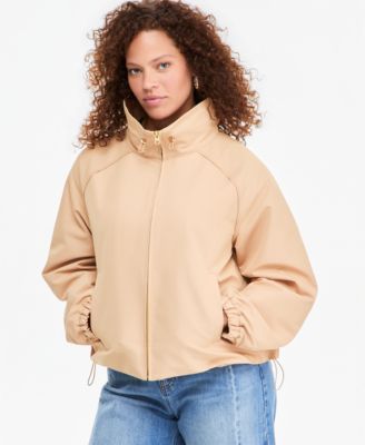 On 34th Women's Funnel-neck Ruched-Sleeve Bubble Hem Jacket, Macy's Exclusive