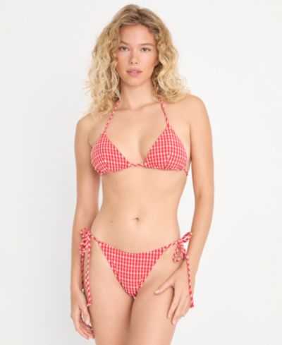 Good American Women's Gingham String Swim Bikini Top, Created for Macy's