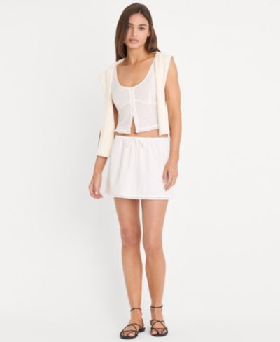 Good American Women's Eyelet Voile Pull-On Mini Skirt