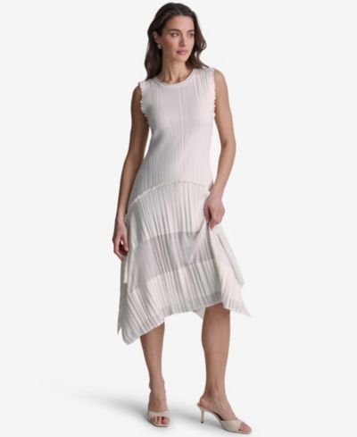 BCBG Женское плиссированное платье с завышенной талией и асимметричным низом