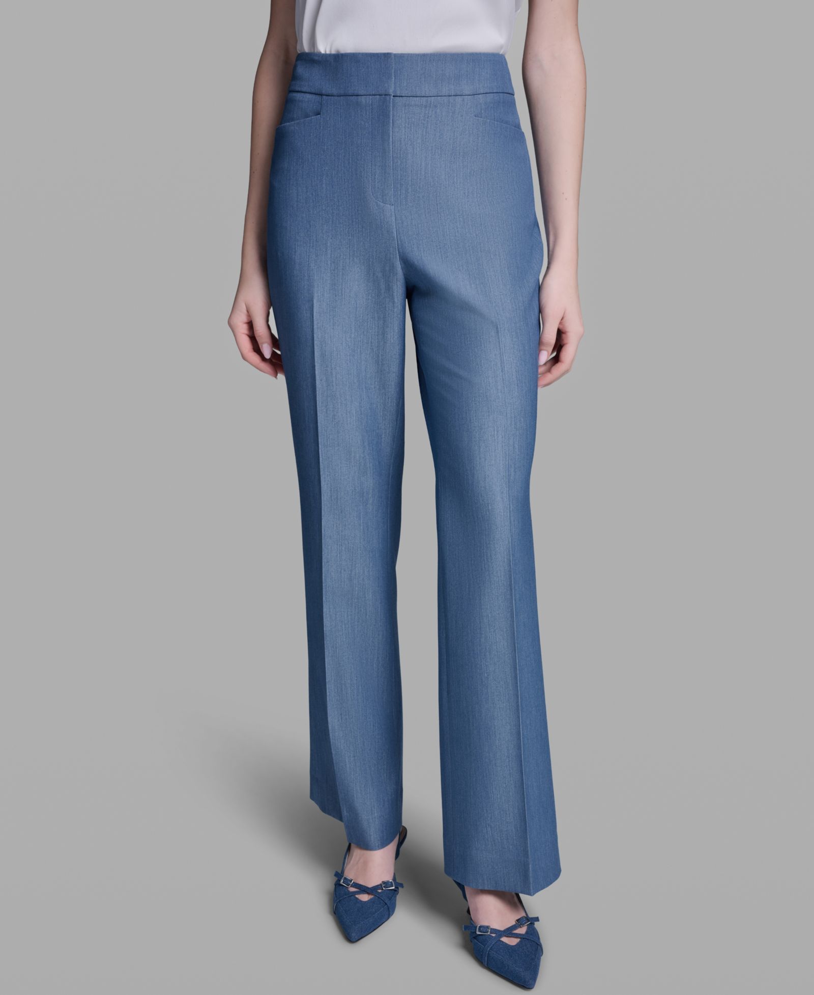 BCBG Women's High-Rise Wide-Leg Denim Pants