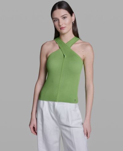 BCBG Women's Halter Neck Sleeveless Tank Top