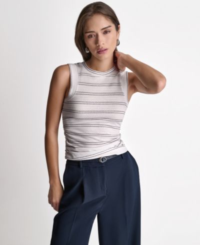 BCBG Женский трикотажный топ без рукавов с круглым вырезом