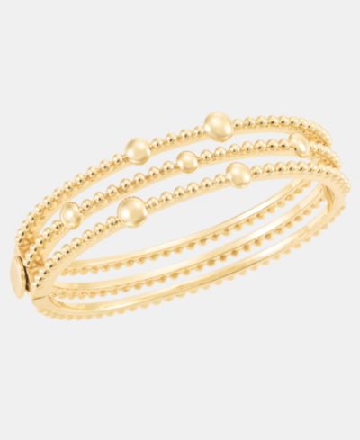 Браслет Anne Klein, золотистый металл, с бусинами, открытый шарнир