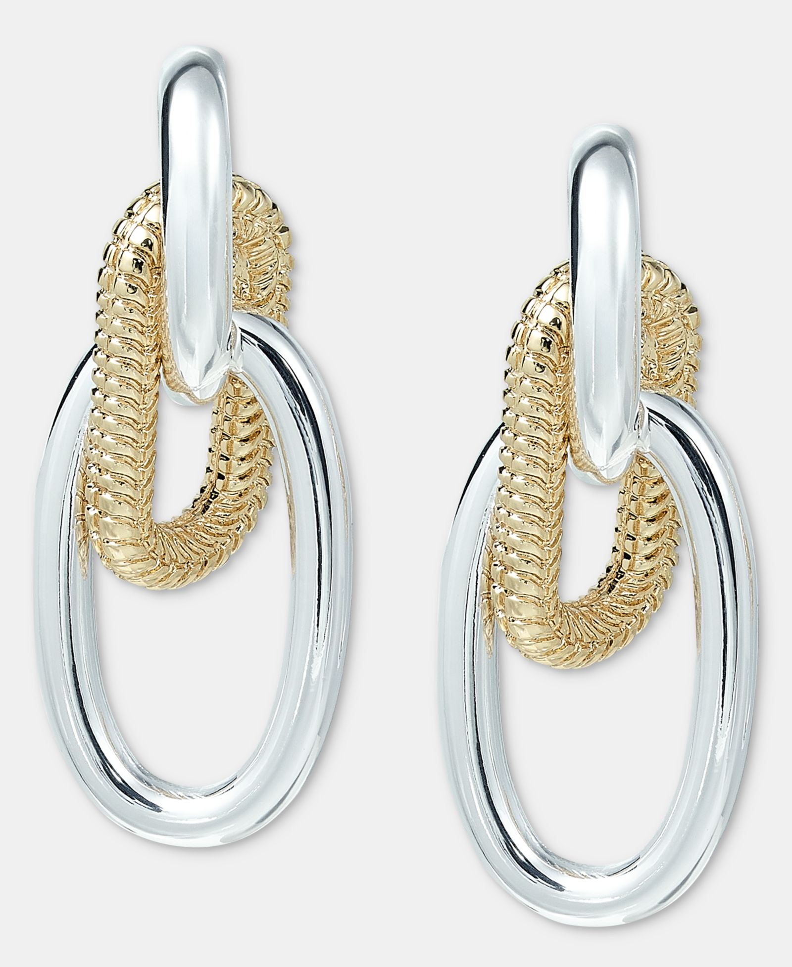 Anne Klein двухцветные серьги-кольца Drama Chain Doorknocker