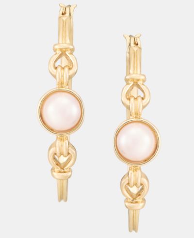Anne Klein серьги-кольца с имитацией жемчуга и золотистым покрытием