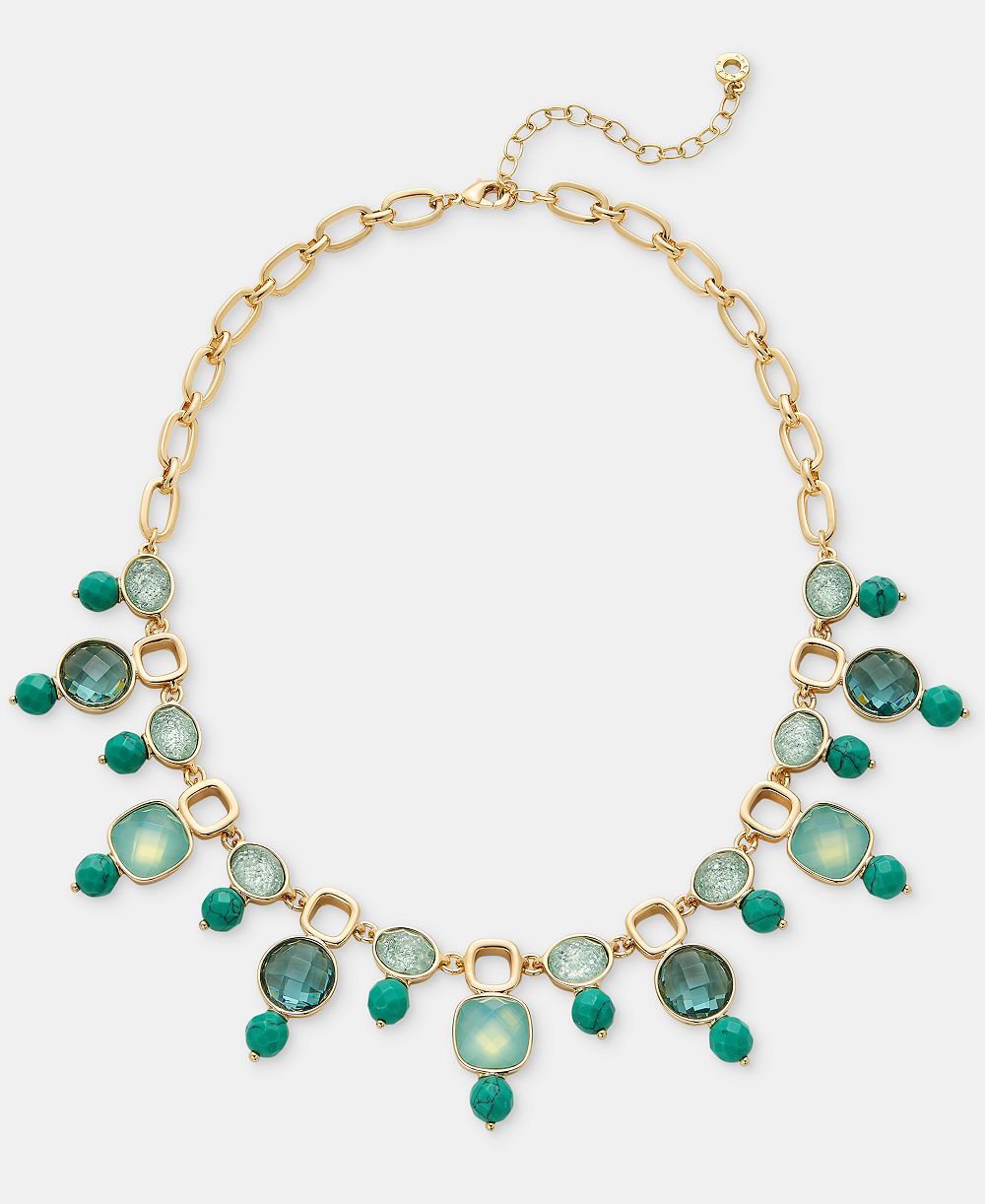 Anne Klein Stone Beaded Statement Necklace, 16" + 3" extender