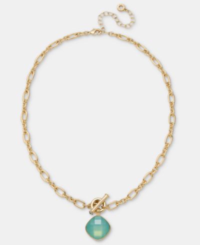 Anne Klein Gold-Tone Pacific Stone Pendant Necklace