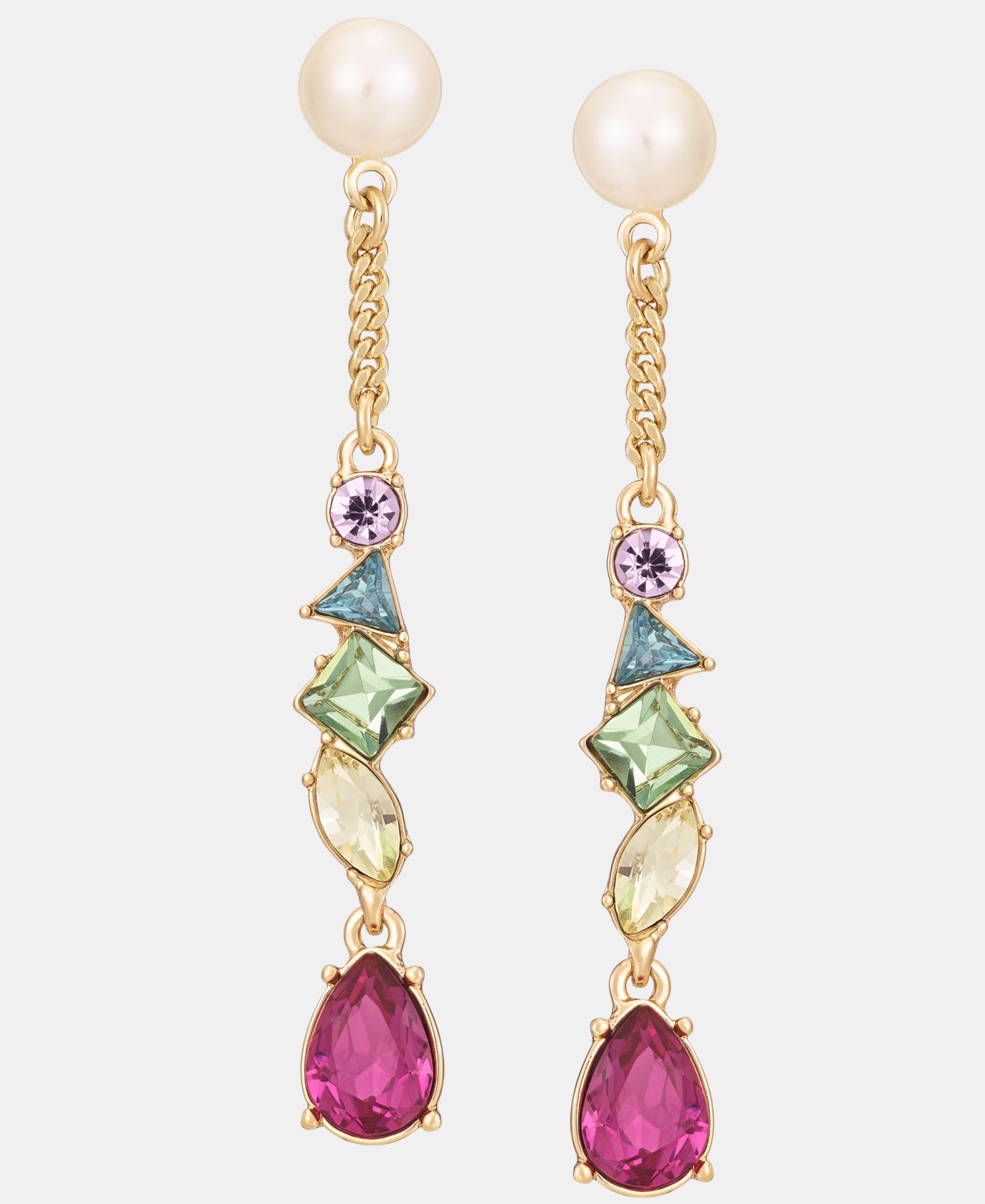 KARL LAGERFELD PARIS Mixed Crystal & Imitation Pearl Linear Drop Earrings