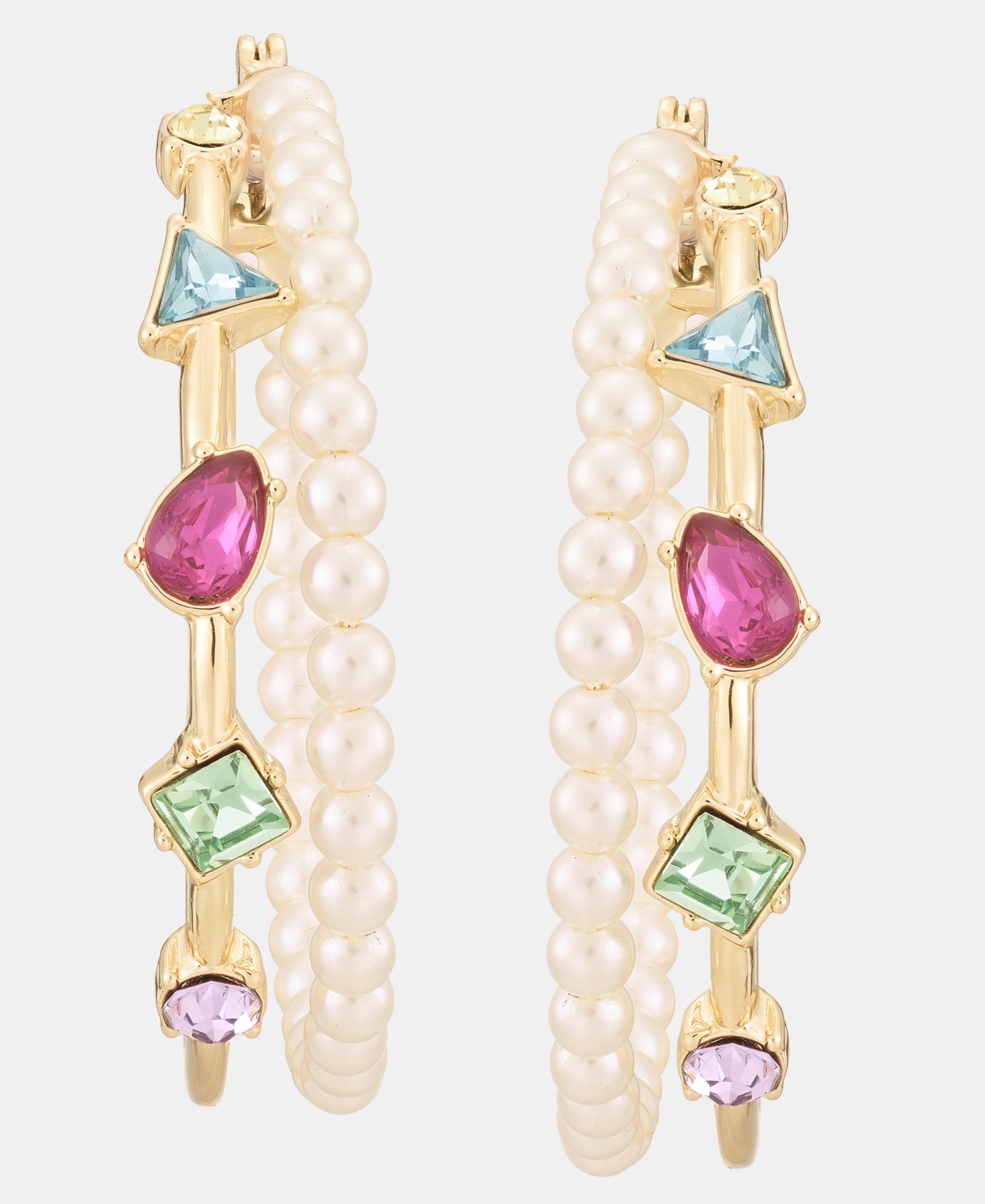 Серьги-кольца KARL LAGERFELD PARIS Medium Mixed Crystal & Imitation Pearl, 1.58"