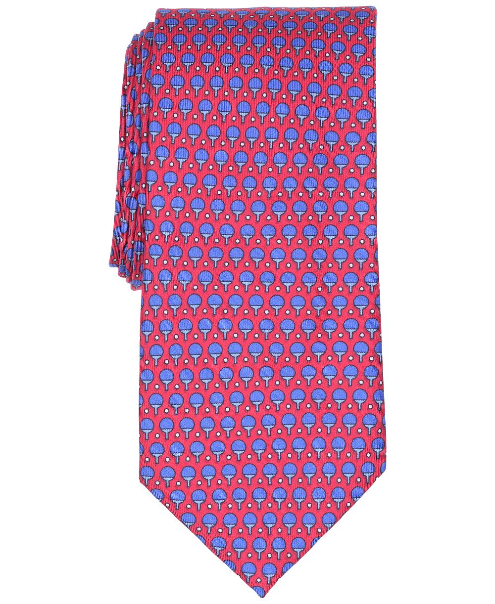 Club Room Men's Racket Classic Neat Pattern Silk Tie, Macy’s Exclusive