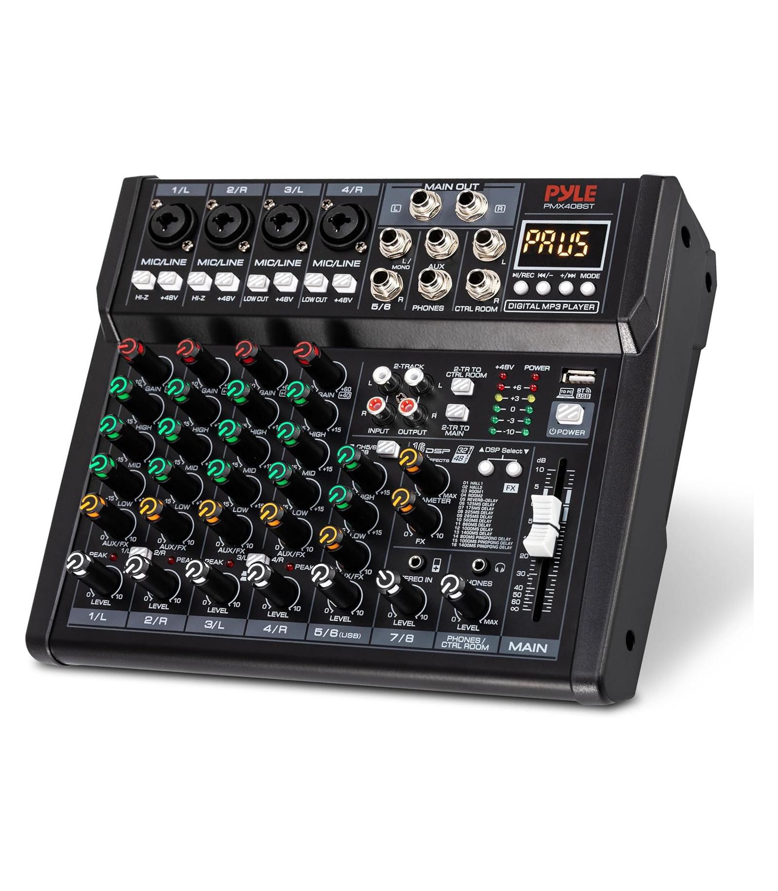 Pyle PMX408ST 8-Channel Bluetooth DSP-Effects Mixer