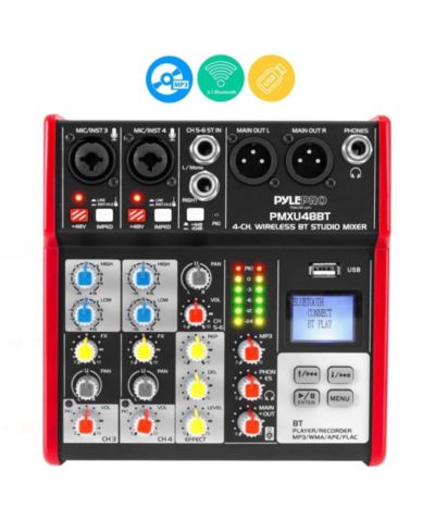 DJ-микшер Pyle 4-Ch. Bluetooth Studio с USB-интерфейсом и LCD-дисплеем (PMXU48BT)