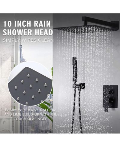 BUSDAYS 10-Inch Ceiling Mount Rainfall Shower System, All-Metal Rain Showerhead with Handheld Sprayer